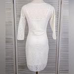EXPRESS  Crochet Overlay 3/4 Sleeve Bodycon Midi Dress White-XS Photo 2