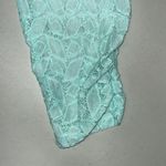 Cato  Size L Blue Geometric Lace Ruched Sleeve Open Front Jacket Cardigan Photo 3