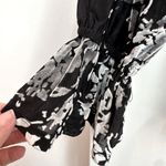 Badgley Mischka Designer Black & Gray Floral Velvet Burnout Blouse Size Small S Photo 4