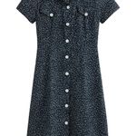 90s Vintage Byer California Womens sz 7 Black Floral Collared Button Midi Dress Size M Photo 0