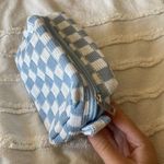 Small Blue Checkered Makeup Bag Photo 0