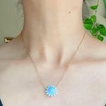 Handmade gold tone stainless steel & ceramic sun boho retro vintage style necklace☀️ Photo 8