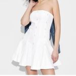 Wild Fable  Denim Pleated Mini A‎ Line Dress White NWT Photo 3