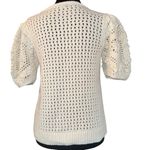 Polagram Pologram Sweater Women's Small  Tan Knit Crochet Short Sleeves Boho Casual Photo 3