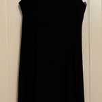 Boston Proper  Square Neck Dress XS Xtra Small Solid Black Nylon Blend Midi LBD Photo 0
