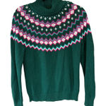 J crew 100% cotton fair isle sweater crewneck size S Green Photo 0