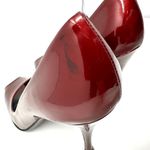 Stuart Weitzman Size 7 Heels Red Glossy Peep Toe Pumps 3.5" High Formal Business Photo 5
