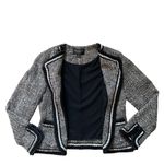 St. John  Couture Tweed Wool Blend Blazer Black White Jacket Chain Trim Career Photo 3
