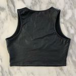 SheIn Black Solid PU Leather Cropped Tank Photo 3