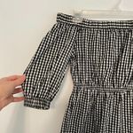 H&M DIVIDED BY  Off the Shoulder Dress Black White Gingham Plaid 3/4 Sleeve Mini Photo 3