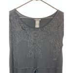 Spense Women's Tie Waist Cap Sleeve Embroidered Knee Length Dress Black Large Photo 2