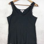 Zena Womens Tank Top XL Ribbed Lace Trim Cami Y2K Streetwear Coquette Festival Black Photo 0