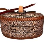 Hand Tooled Brown Leather Saddlebag Crossbody Purse Photo 3