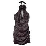 House Of CB Olivia Vegan Leather Mini Dress Bitter Chocolate Rosette Small Photo 7