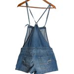 American Eagle Denim Overalls Romper Shorts Blue Size M Shortall Distressed Photo 3