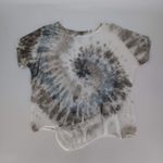 Valentina Naldi Italy 100% Linen Tunic Top Silk Hem Tie Dye Beige Gray Photo 11