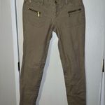 Micheal Kors Khaki Pants Five Pocket Zipper Ankle Gold Button Size 0 Tan Photo 0