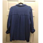 Anne Klein Size Large Dark Blue Lucile Cotton Gauze Long Sleeve Button-Up Shirt Photo 1