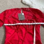 House Of CB Longsleeve Satin & Lace Mini Dress S - Red Photo 5