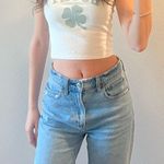 Green White Lucky Clover St Patrick’s Day Holiday Crop Top Tee Shirt Cropped Photo 0