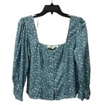 Row A Floral Button Front Blouse Cottagecore Size Small Light Blue NWOT Photo 0