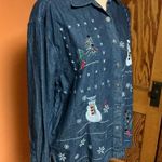 Vtg Y2K embroidered snowman denim shirt Blue Size XL Photo 8
