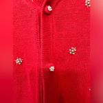 Vintage Cove Creek Holiday embroidered Beaded Red Christmas Cardigan Sweater Green Size XL Photo 5