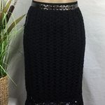 Vivienne Tam  Black Knit Crochet Lined Knee Length Skirt S Photo 0