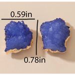 "Travel to Neptune" Blue Irregular Stone Stud Gold Earrings Photo 1