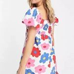 Glamorous babydoll Plus size Dress Curve mini puff sleeve rainbow 60s floral Photo 5