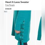 Free People  Blue Heart It Laces Chenille Cotton Blend Sweater sz Med Photo 9