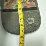 Haiku Vegan Pebbled Leather Crossbody Purse Brown Green Strap Floral Fold Over Gray Photo 9