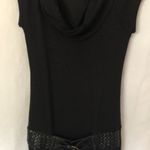Bella D Black Sweater Dress with Attached Black Belt at Hips Stretch Sz L Size L Photo 8