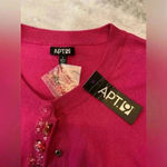 Apt. 9 NWT  Pink Embroidered Beaded Bedazzled Button Front Cardigan Size Small Photo 7