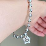 Handmade grunge y2k cute star swirl big stainless steel ball chain bracelet💫🌀 Photo 1