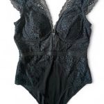 Sophie B  Black Lace Cap Sleeve Lace Bodysuit Women's Size Medium Gothicglam Photo 5