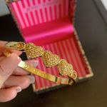 Betsey Johnson  Gold-Tone Triple Heart Pavé Bangle Bracelet Photo 3