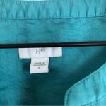 J. Jill Peasant Tunic Teal Soft Tencel Long Sleeve Split VNeck Collar Blouse Top Green Size M Photo 2