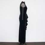 Betsy and Adam   - Valentina Long Velvet Mesh Illusion Sleeve Dress Photo 4