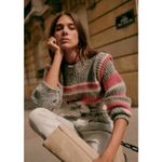 Sézane 💕SEZANE💕 Yara Striped Pullover Sweater ~ Grey/Fuchsia Small Photo 1