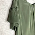 Ann Taylor  Short Flutter Sleeves Pleated Silk Blouse Green Small Workwear Office Photo 3