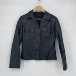 TOMBOLINI Black Real Leather Button Front Jacket Blazer Womens Size 40 Photo 0