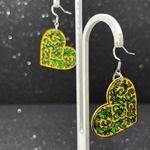 Yellow and Green Heart Earrings Photo 1