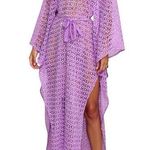 SUNDRESS Helene Crochet Sequins Kaftan, Lavender, XS/S Purple Photo 0