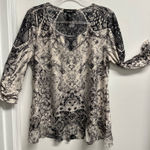 Style & Co Women's Black and White Patterned Top with Studs & Rhinestones Photo 0