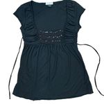 Sugar Tart Square Neck Crochet Sequin Sexy Bridgerton Black Top Size Small Photo 8