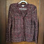 J.Jill cranberry fringe tweed blazer jacket size M Photo 1