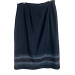 Sag Harbor Vtg Woman Skirt 16W Black Blue Striped Midi A-Line Career Office Photo 6