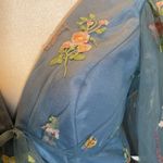 Women’s Blue Prom Party Dress Embroidered Flowers Butterflies Corset Back Size 4 Blue Photo 7