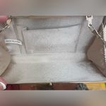 Gold Metallic Box Shaped Evening Bag, Detachable Silver Chain, Interior Pocket Photo 4